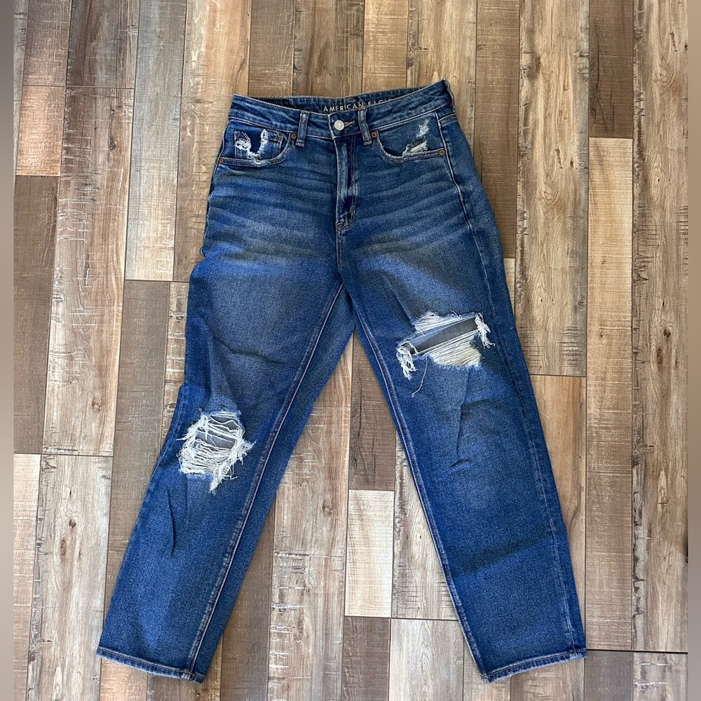 American Eagle Outfitters Blue‎ Distressed Mom Jeans